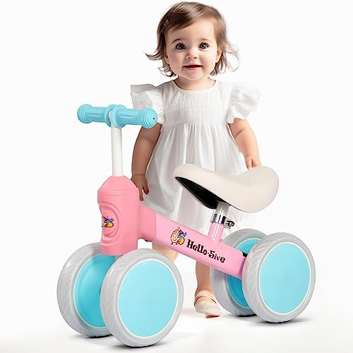 Hello-5ive Draisienne pour bébé - Jouet - Pour l'intérieur et l'extérieur - Pas de pédales - Pour garçons et filles de 1 à 2 ans - Meilleur cadeau (rose et bleu)