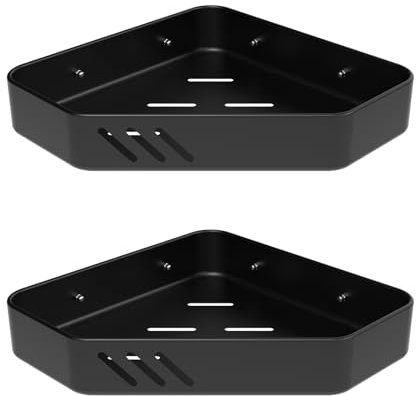 Ibergrif M34034B Duschablage ohne Bohren Ecke, 2 Stück Rostfreie Badezimmer Organizer, Badregal Edelstahl, Bad Eckregal, Badezimmermöbel, 2 Stück, Schwarz