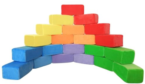 Peluche Mousse Blocs - Construire et Empiler Jouets de pépinière pour Les Tout-Petits Garçons Filles, Doux et Lisse, Apprentissage Précoce Motricité Cerveau Développement (Cuboïde, Arc-en-Ciel)