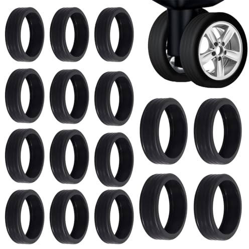 Molyorch 16 st bagageskydd, rullskydd, bagage, bagage, rullskydd, silikon, bagage, rullskydd, bärbart bagage för bagage, bagage med spinner hjul, bagage (svart), Svart, no
