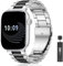 AiiBowy Bracelet Compatible avec Apple Watch 46mm (Series 10) 45mm 44mm 42mm 49mm, Bracelet Métal en Acier Inoxydable pour Apple Watch Ultra 2/Ultra/SE 2/SE/Series 10/9/8/7/6/5/4/3/2/1 Argenté Noir