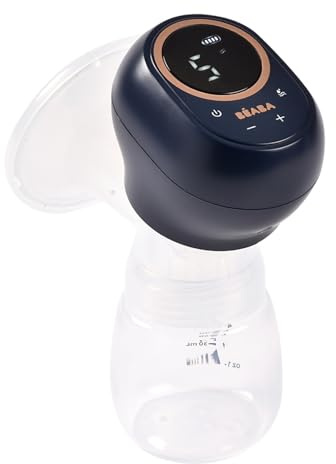 BÉABA, Tire lait electrique Simple, Nomade et Léger, 3 Modes, 9 Niveaux, Silencieux, Grande Contenance 180mL, Veilleuse, Minuterie, Fonction Mémoire, 6 séances, Charge USB C, Night blue