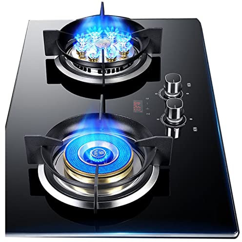 GAROEN Cuisinière à gaz 1 brûleur, 9 cavités, Supports de casseroles en Fonte à Flamme Haute, synchronisation bilatérale, Protection Contre Les Flammes, cuisinières indépendantes (NG)