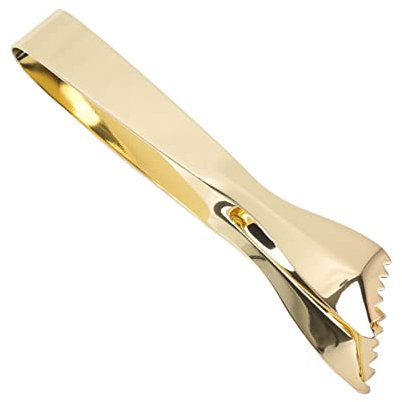 Nikou Pinzas para hielo, acero inoxidable grueso de grado alimenticio, chapado en oro, pinzas antideslizantes para alimentos de azúcar para el hogar, cocina, bar, 8 pulgadas, suministros de cocina