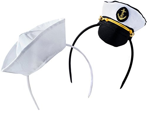 Tigerdoe Mini Sailor Hat Headbands – 2 Pack Yacht Captain Costume Hats on Headbands