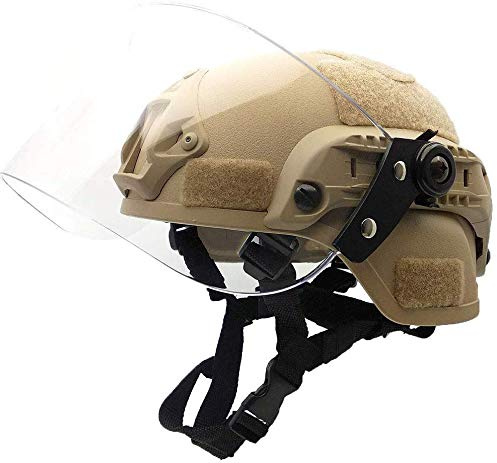 Hotour Casco Mich 2000 Ligero y rápido con Visera Transparente para Airsoft Paintball CS War Games Deportes al Aire Libre.