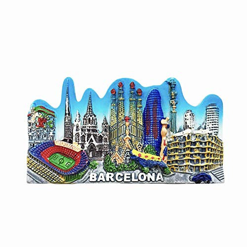 Barcelona Spain 3D Landmark Refrigerator Magnet Resin Travel Souvenirs,Handmade Home & Kitchen Decoration Barcelona Fridge Magnet Collection Gift