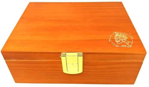 Rigasz Skull Deluxe Wooden Rolling Storage Box with 3 Compartments 21.5 x 17 x 8cm