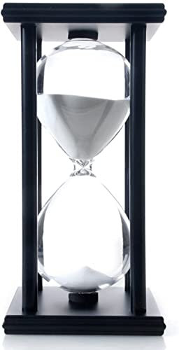 JIEHET Hourglass Sand Timer 15 Minutes, Hour Glass with Sand Decoration for Kids, Sand Clock Watch for Room Birthday Tea Coffee Table Book Shelf School Game Ornament Wooden (White Sand)