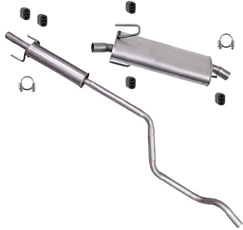 BESTPRICE Set di silenziatori di scarico 1x Silenziatore centrale, 1x Silenziatore posteriore, con materiale di montaggio Compatibile con OPEL MERIVA A (X03)