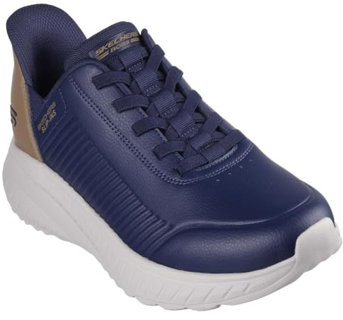 Skechers Uomo Bobs Squad Chaos Heel Preferred Slip-In ALLENATRICE, Navy Pu, 45 EU