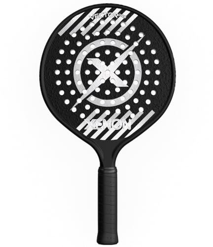 Vector Pro – Raquette de tennis à plateforme Xénon Paddle, tête surdimensionnée, point d'équilibre uniforme, noyau en mousse de fermeté moyenne, puissance et contrôle, adhérence de 10,8 cm, noir