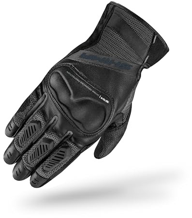 SHIMA HERO GLV Motorrad Handschuhe Herren Leder Kurze Sommer Motorradhandschuhe Schutz Touchscreen Stadt Lederhandschuhe Motorcycle Belüftet Verstärkt Perforiertes Leicht (Herren, Schwarz, XL)