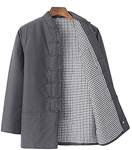 FGDIUCVN Kampfsportbekleidung, mit Baumwolle gepolsterte Uniformkleidung – traditionelle chinesische Tai-Chi-Kleidung für Senioren, Anfänger, Männer, Arthritis – Baumwolle, Grau, XL