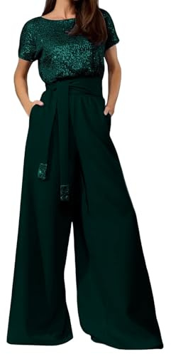 Generico Tute Eleganti Donna Curvy 2 Pezzi Completi di Pantaloni Con Tasche Formale Playsuit Moda Set Completo Maniche Corte e Lavoro Tailleur Casual Tinta Unita Completi Chic Matrimonio