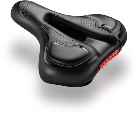 Sella Bici Comoda, Sellino Bici Morbido Donna Uomo, Sella Biciclette Traspirante con Adesivo Riflettenti e Palla Ammortizzanti a Doppia Molla, Sedile Biciclette Ergonomica per MTB/City Bike/Cyclette