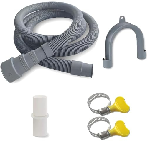 YFOViKZ Ablaufschlauch Waschmaschine, 1m Universal Waschmaschinen Schlauch Verlängerungsrohr, Universal Waschmaschine, Geschirrspüler, Trockner, inkl. Schlauchverbinder und Schlauchschelle