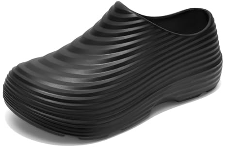 Jaskdconsy Zuecos para hombre con forro suave para otoño e invierno | Zapatos de jardín cómodos y ligeros con correa de talón | Zapatillas impermeables para interior y exterior, Estilo A01 Negro, 43