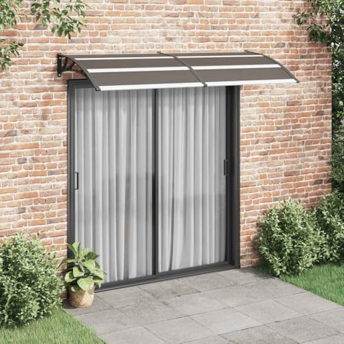 Auvent noir 240 x 100 cm, plaques alvéolaires en polycarbonate marron transparent, support ABS robuste, porte résistante aux intempéries, protection contre les intempéries pour entrée et fenêtre