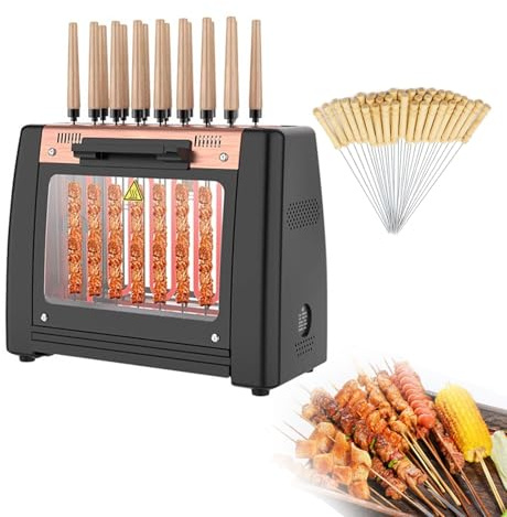 Griglia Verticale Elettrica per Kebab, Barbecue Senza Fumo con Girarrosto Automatico e Spiedi Rotanti, 32 Spiedi