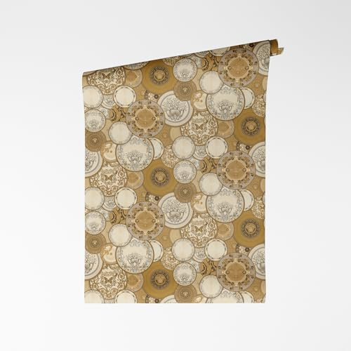 A.S. Création carta da parati in TNT con testa di Medusa in oro, crema, marrone, argento – carta da parati barocca di lusso con effetto metallico 10,05 m x 0,70 m – 791363
