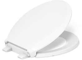 KOHLER K-7316-0 Cachet Quick-Release Round-Front Toilet Seat, Quick Attach Hardware, Easy to Clean, Color-Matched Plastic Hinges, White