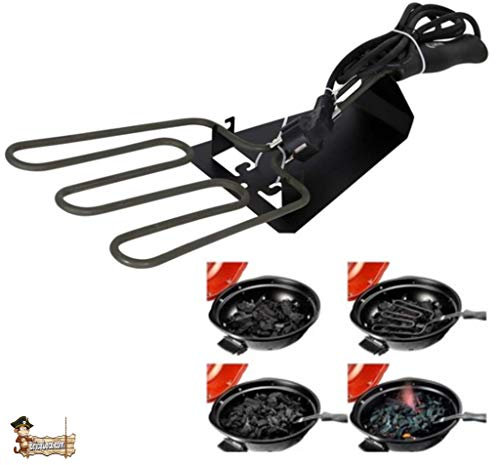 Briquet à charbon électrique Bricoloco 800 W. Allumage facile et nettoyage des briquettes et du charbon. combustion rapide. Petit et maniable. Maison, patio et camping. Avec support. Câble 1,5 MTS.