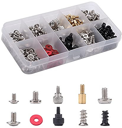 VooGenzek 228 Stück Personal Computer Schrauben Standoffs Set, PC Computerschrauben Satz mit Kunststoffbox, für Festplatte Computergehäuse Motherboard Fan Power Graphics CD-ROM