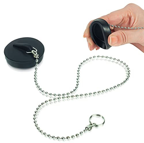 Universal Rubber Bath Plug, 44mm Diameter and 16 Inch Chain, Kitchen and Bathroom Sink Plug, Drain Stopper with Extra Flexible Natural Rubber