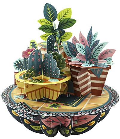 SANTORO Pirueta, Tarjeta De Felicitación Emergente 3D - Plantas En Macetas - Para Él, Ella, Mamá, Cumpleaños, Nuevo Hogar, Nuevo Trabajo, Gracias | Regalo De Inauguración De La Casa