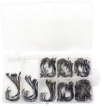 Angelhaken-Set mit Widerhaken, rund, für Süßwasser, Salzwasser, Fischspur, 150 Stück