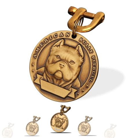 Hundemarke mit Gravur - Hundemarke Personalisiert Gravierter Text auf Beiden Seiten - Messing ⌀35-40mm Dog Tag (Schikanierender Hund)