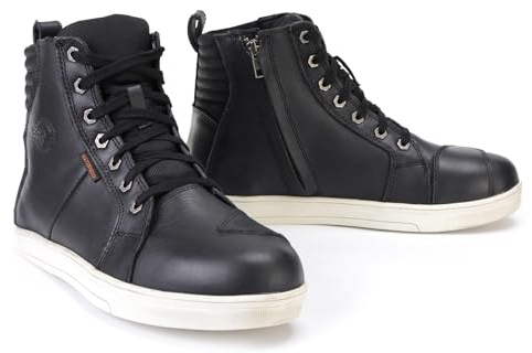 Milwaukee Leather MBM9114 Men's Black Waterproof Leather Street Riding Shoes with Shift Protection and Ankle Support - 10