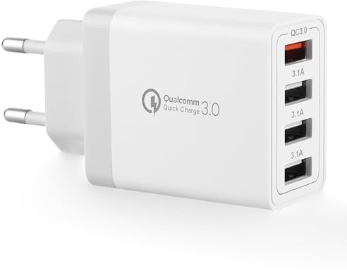 USB-Laddare, USB-Laddningsadapter med 4 Portar och 33W Intelligent QC 3.0 Snabbladdare med flera Strömkontakter för Phone 15 14 13 12 11 Pro X 8 7, Samsung S21 S20 FE S10 S9 A34 A52 Mobiltelefon