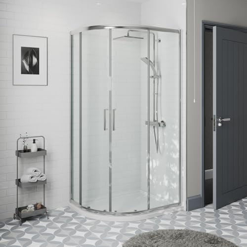 Diamond® 1000 x 800mm Offset Quadrant Shower Door Enclosure for Wet Room Cubicle Enclosures, 8mm Safety Glass, Polished Chrome, Framed, Left Hand