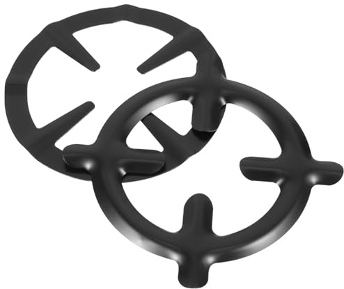 Amosfun Support De Cafetière à Gaz Et Grille De Cuisson Antidérapante En Métal Noir, Accessoire Pour Cuisinière à Gaz, Usage Domestique Et Professionnel, Lot De 2 Pièces (a b