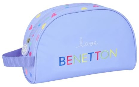 Safta Benetton Lila - Neceser Escolar Infantil Pequeño con Asa, Neceser Infantil, Adaptable a Carro, Ideal para Niños de 5 a 14 Años, Cómodo y Versátil, Calidad y Resistencia, 28x10x18 cm