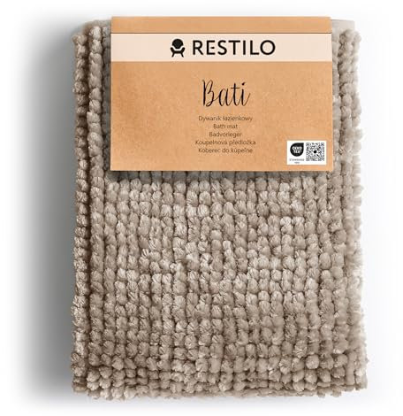RESTILO Badematte 70 x 120 cm Badteppich Badvorleger rutschfest Bati Cappuccino
