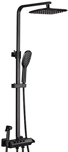 Ensemble mitigeur de douche à effet pluie exposée noir – Comprend une pomme de douche, un robinet de baignoire et un pulvérisateur de bidet – Mise à niveau moderne de la salle de bain