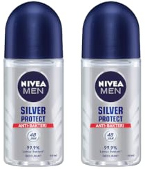 NIVEA Men Silver Protect Roll-On Deodorant, Long-Lasting Freshness, Quick Dry, 50ml, Gentle on Skin, Men’s Body Care, Fresh Scent, Pack Of 2