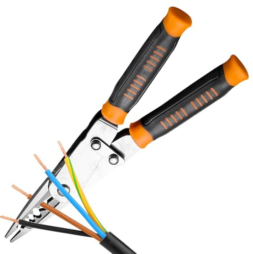 Alicates de corte de alambres | Herramienta de tijeras multifunción 2 en 1 - Cizallas de cables, para trabajos eléctricos, proyectos de rotura, pelado, engarzado, pelado de cables y cables, po