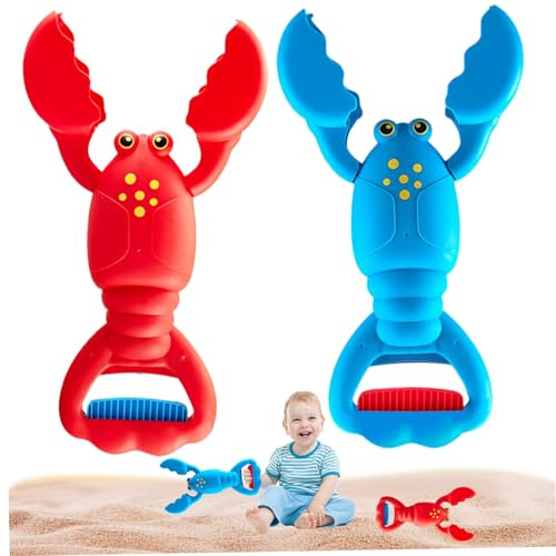 Hperu Sable Digger, 2 pièces en Plastique sûr Homard Sable Pelle Jouet de Plage 13, 4x7, 1x2, 4 - Jouets à Presser et à saisir pour Les Enfants en Bas âge Jeu de bac Piscine d'été