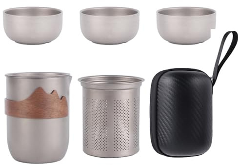 Vaisselle à thé en titane pour camping, extérieur, avec passoire, pour randonneurs, camping, jardin, pêche, extérieur, terrasse, bureau