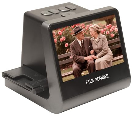 Kelawoly Escáner de Películas y Diapositivas, Convierta 135 126KPK 110 Películas Super8 a Fotos Digitales JPEG con Pantalla LCD de 5 Pulgadas con Memoria Incorporada de 16 GB, para Vista