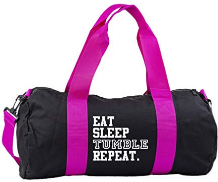 Hippowarehouse Eat Sleep Tumble Repeat Gymnastics Gymnast Gymwear Gym Duffle Cylinder Uniform Kit Bag 50 x 25 x 25cm 20 litres
