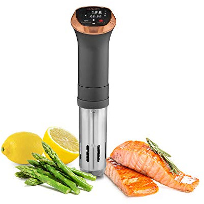 Crux Sous Vide Precision Cooker, Healthy Professional Style Slow Cooking, Quiet 360 Degree Pump, Backlit Touchscreen Display, Matte Back/Copper, one size