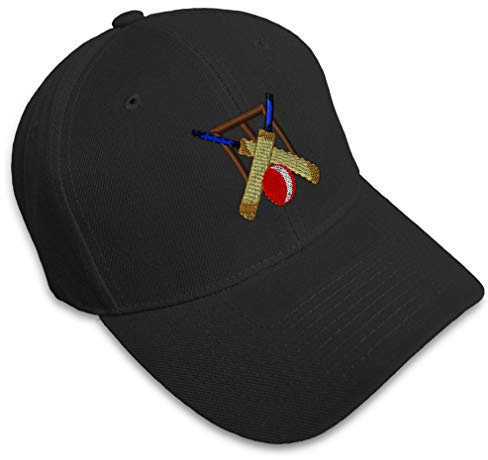 Custom Baseball Cap Sport Cricket Logo Embroidery Cricket Acrylic Dad Hats for Men & Women Black Design Only