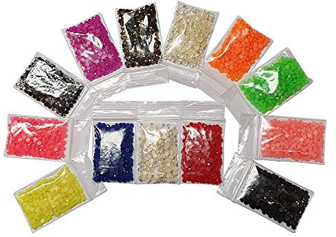 Perlin Hotfix Steine Glitzersteine Perlen, Hotglue Halbperle 4mm 10 Farben Resin zum aufbügeln Epoxy Neon Farben Mix SS16 Hotglue 4000 Stück