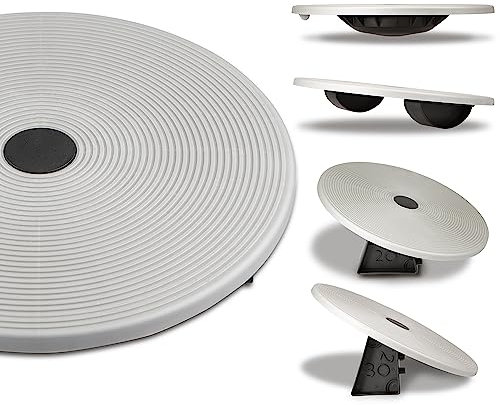 Ultrasport Gleichgewichtsbrett 2in1, Wackelbrett zum Trainieren von Koordination und Gleichgewicht, zusätzlich als Stretching-Trainingsgerät und Therapie-Kreisel nutzbar, Grau/Schwarz