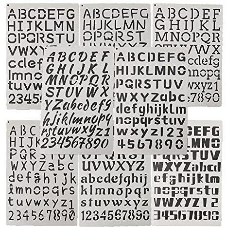8 Stück Buchstaben Schablone Set, Buchstaben Schablonen, Buchstaben- und Zahlenschablonen, Kunststoff Alphabet Schablonen, Zum Malen und Skizzieren Verwendet (Weiß)